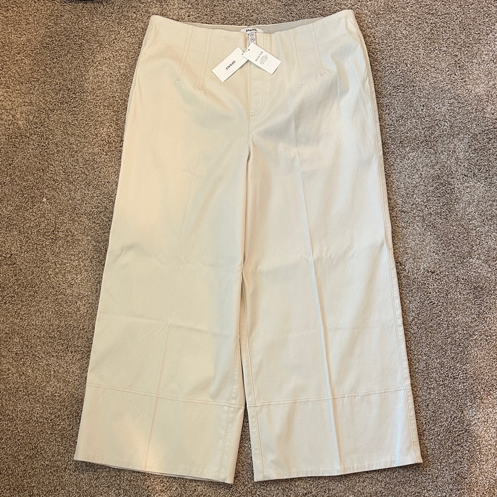 SPANX Cream Stretch Twill Wide Leg Pants size 1X